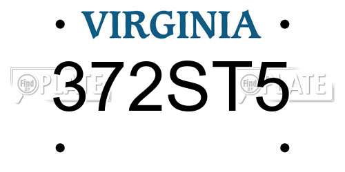 372ST5 Virginia License Plate