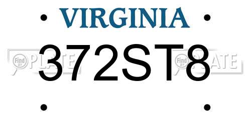 372ST8 Virginia License Plate