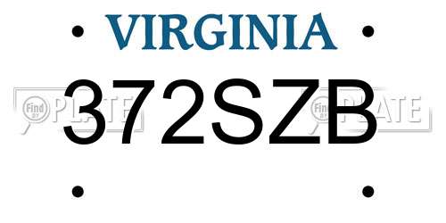 372SZB Virginia License Plate