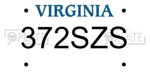 372SZS Virginia License Plate