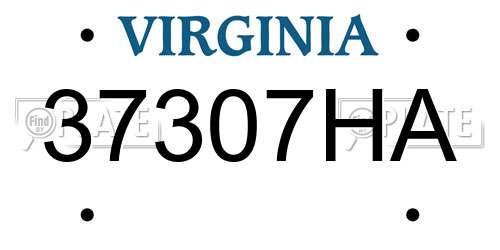 37307HA Virginia License Plate