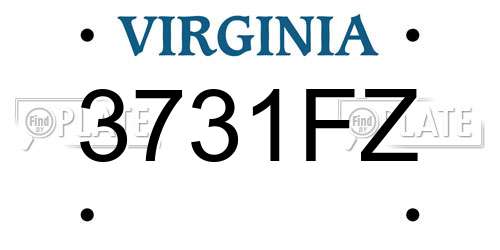 3731FZ Virginia License Plate
