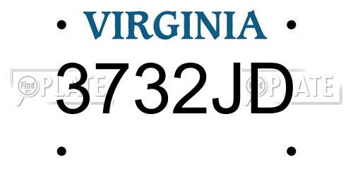 3732JD Virginia License Plate