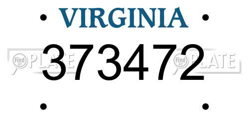 373472 Virginia License Plate