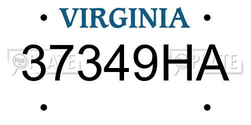 37349HA Virginia License Plate