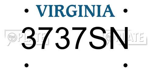 3737SN Virginia License Plate