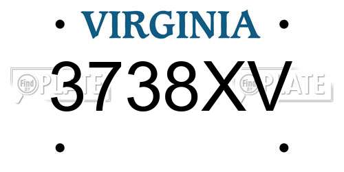 3738XV Virginia License Plate