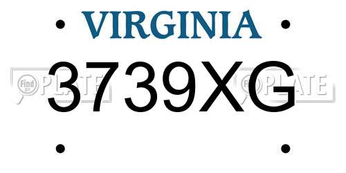 3739XG Virginia License Plate