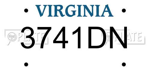 3741DN Virginia License Plate