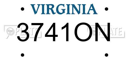 3741ON Virginia License Plate