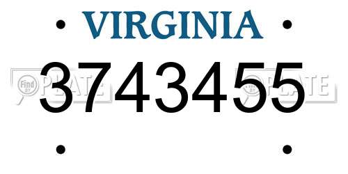 3743455 Virginia License Plate