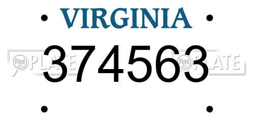 374563 Virginia License Plate