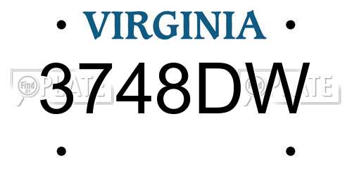 3748DW Virginia License Plate