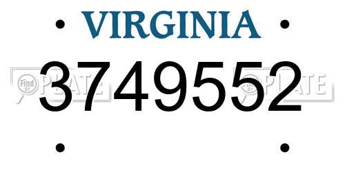 3749552 Virginia License Plate