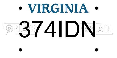 374IDN Virginia License Plate