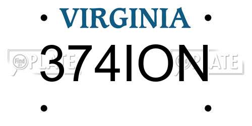 374ION Virginia License Plate