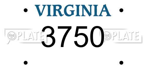 3750 Virginia License Plate