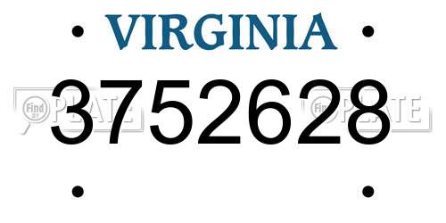 3752628 Virginia License Plate