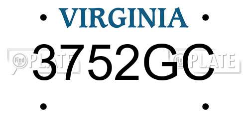3752GC Virginia License Plate
