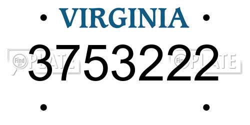 3753222 Virginia License Plate