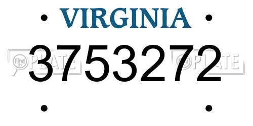 3753272 Virginia License Plate