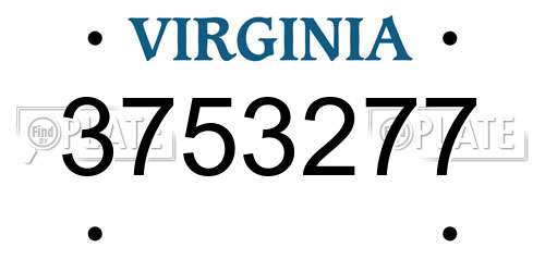 3753277 Virginia License Plate