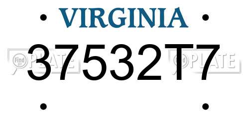 37532T7 Virginia License Plate