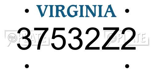 37532Z2 Virginia License Plate