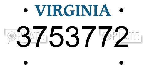 3753772 Virginia License Plate