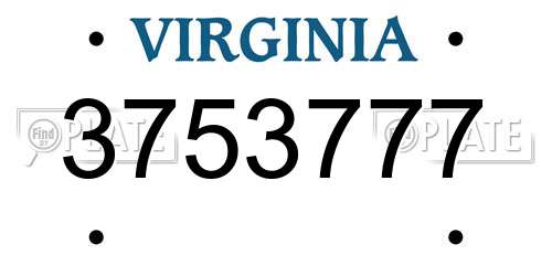 3753777 Virginia License Plate