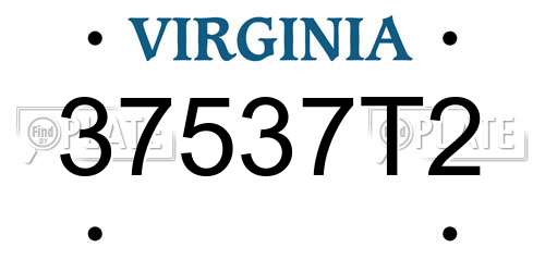 37537T2 Virginia License Plate