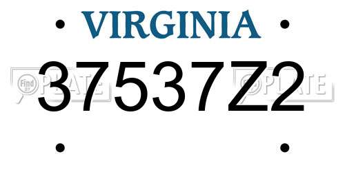 37537Z2 Virginia License Plate