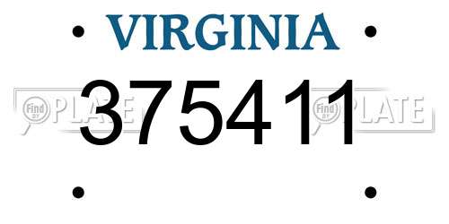 375411 Virginia License Plate