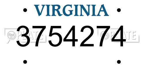 3754274 Virginia License Plate