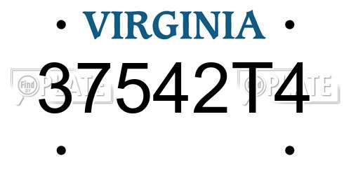 37542T4 Virginia License Plate