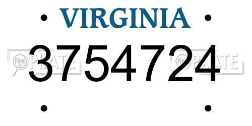3754724 Virginia License Plate