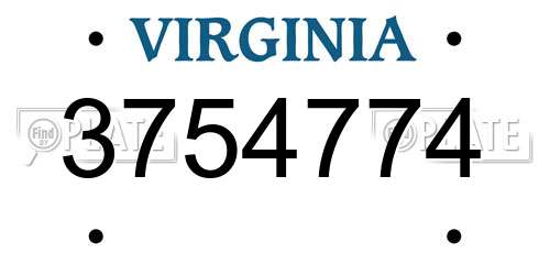 3754774 Virginia License Plate