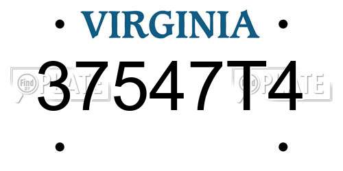 37547T4 Virginia License Plate
