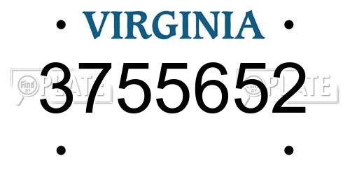 3755652 Virginia License Plate