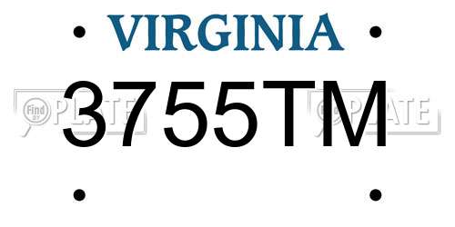 3755TM Virginia License Plate