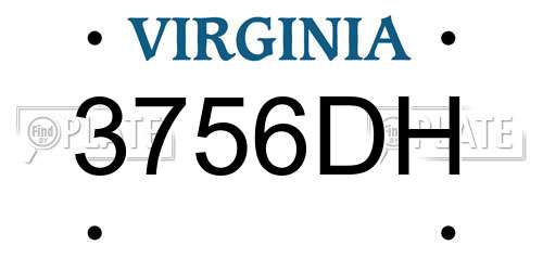 3756DH Virginia License Plate