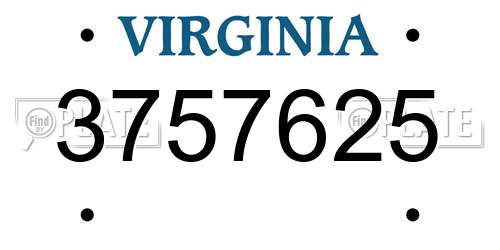 3757625 Virginia License Plate