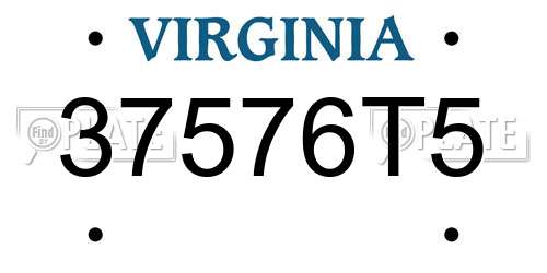 37576T5 Virginia License Plate