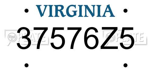 37576Z5 Virginia License Plate