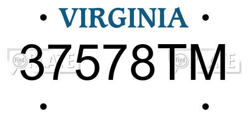 37578TM Virginia License Plate