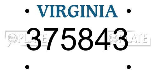 375843 Virginia License Plate