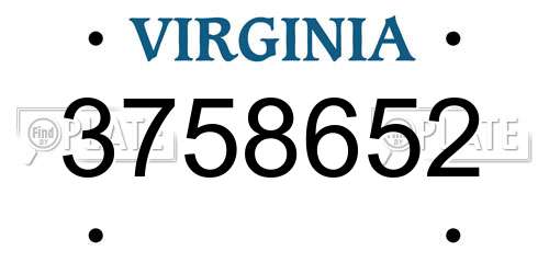 3758652 Virginia License Plate
