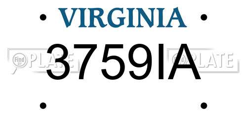 3759IA Virginia License Plate