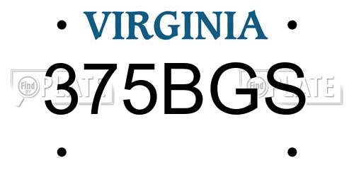 375BGS Virginia License Plate