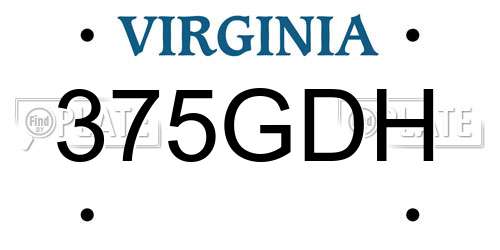 375GDH Virginia License Plate